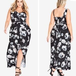 City Chic one shoulder Floral Black Spanish rose Dress Sz 18 New
